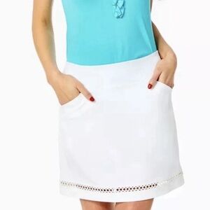 LILLY PULITZER MONICA SKORT Resort White Embellished Eyelet Elegant Lace Trim 2